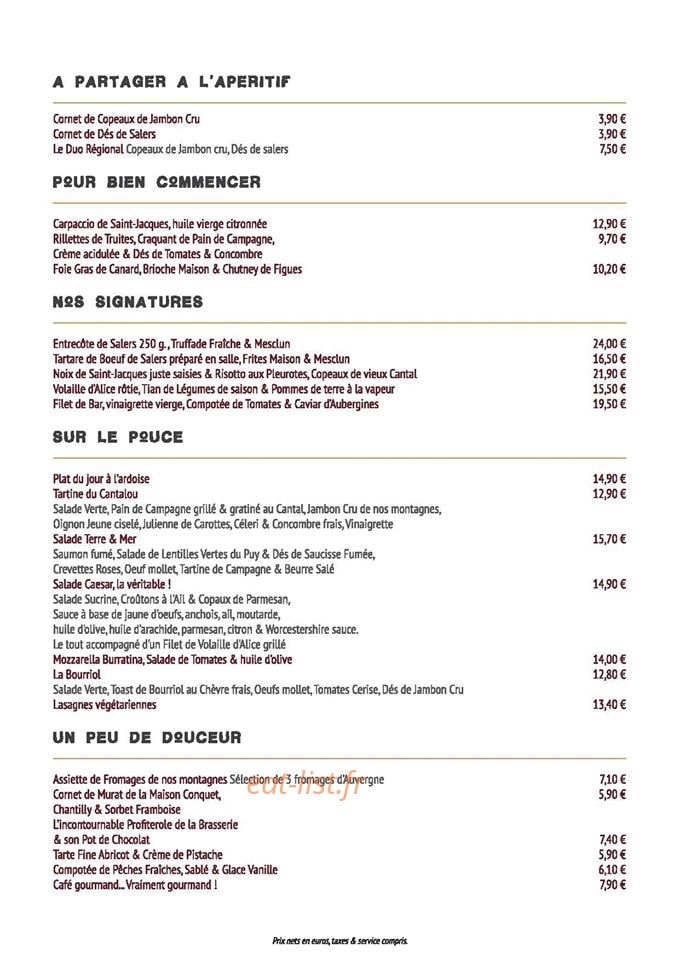 La Brasserie d' Aurillac — carte page 8