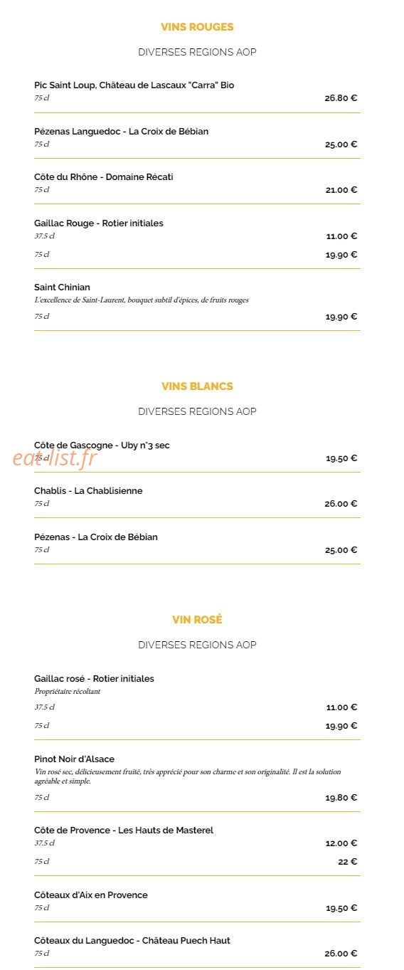 La Taverne, — carte page 17