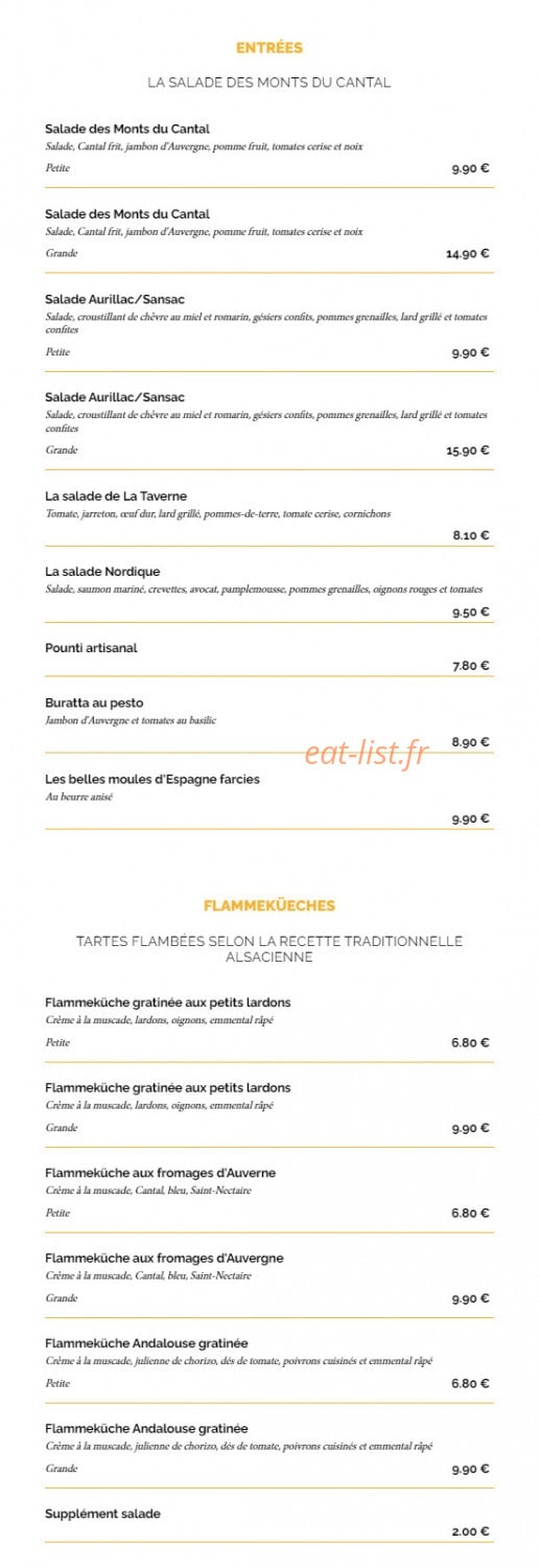 La Taverne, — carte page 1