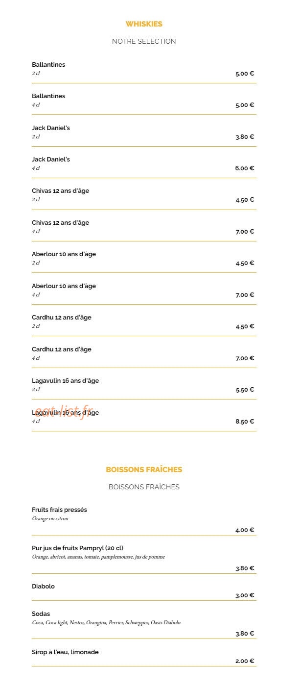 La Taverne, — carte page 12