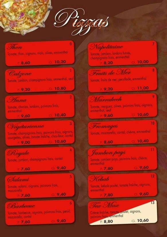 Pizzéria Ararat — carte page 3