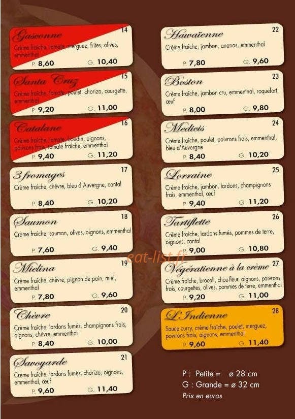 Pizzéria Ararat — carte page 4
