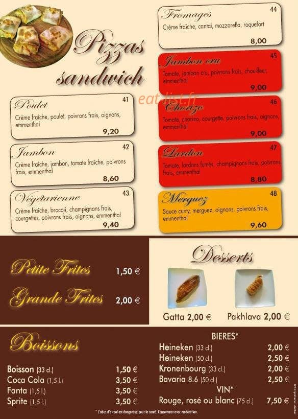 Pizzéria Ararat — carte page 2