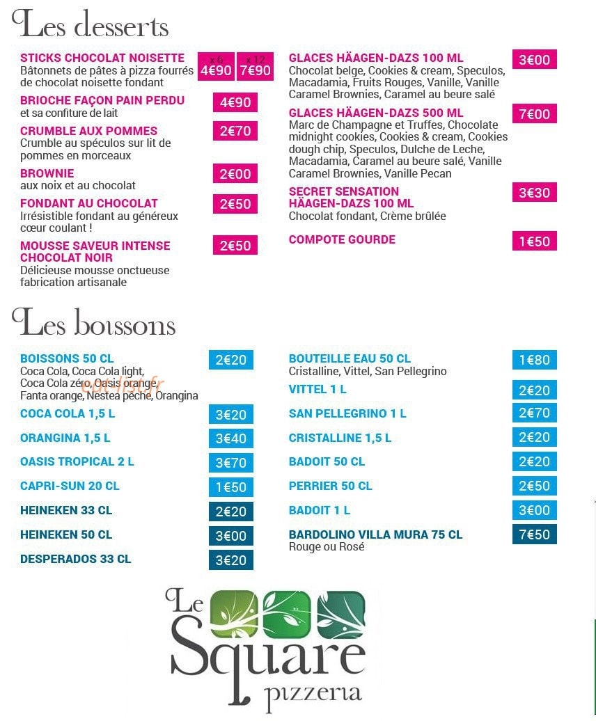 Pizzeria Le Square — carte page 6