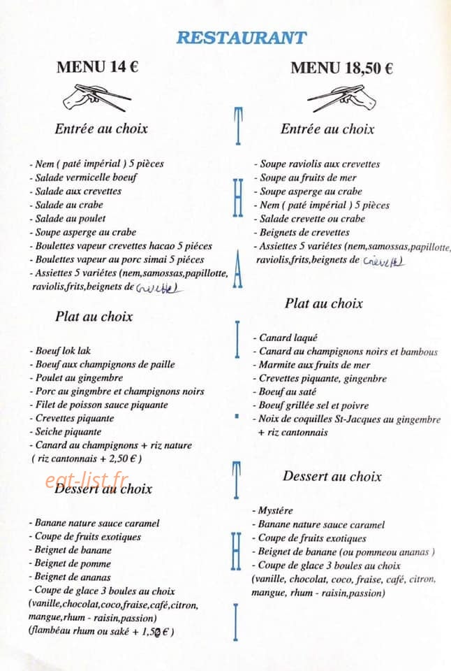Thai Thi — carte page 1