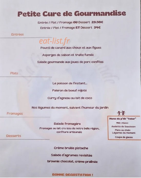 La Cure Gourmande — carte page 2
