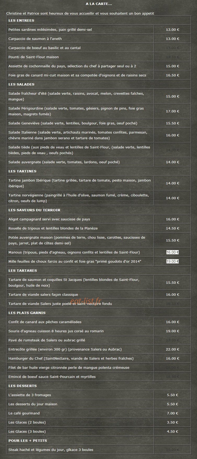 Chez Geneviève — carte page 1
