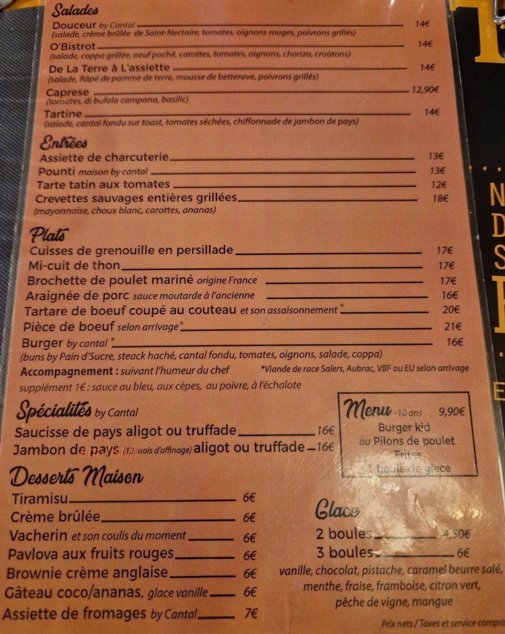 O'bistrot Saint-Jacques — carte page 1