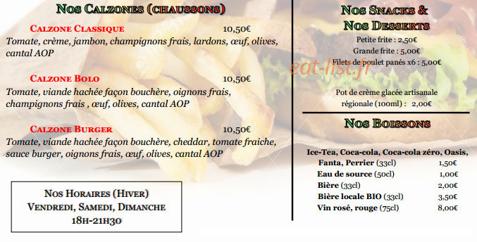 Saveurs pizza — carte page 2