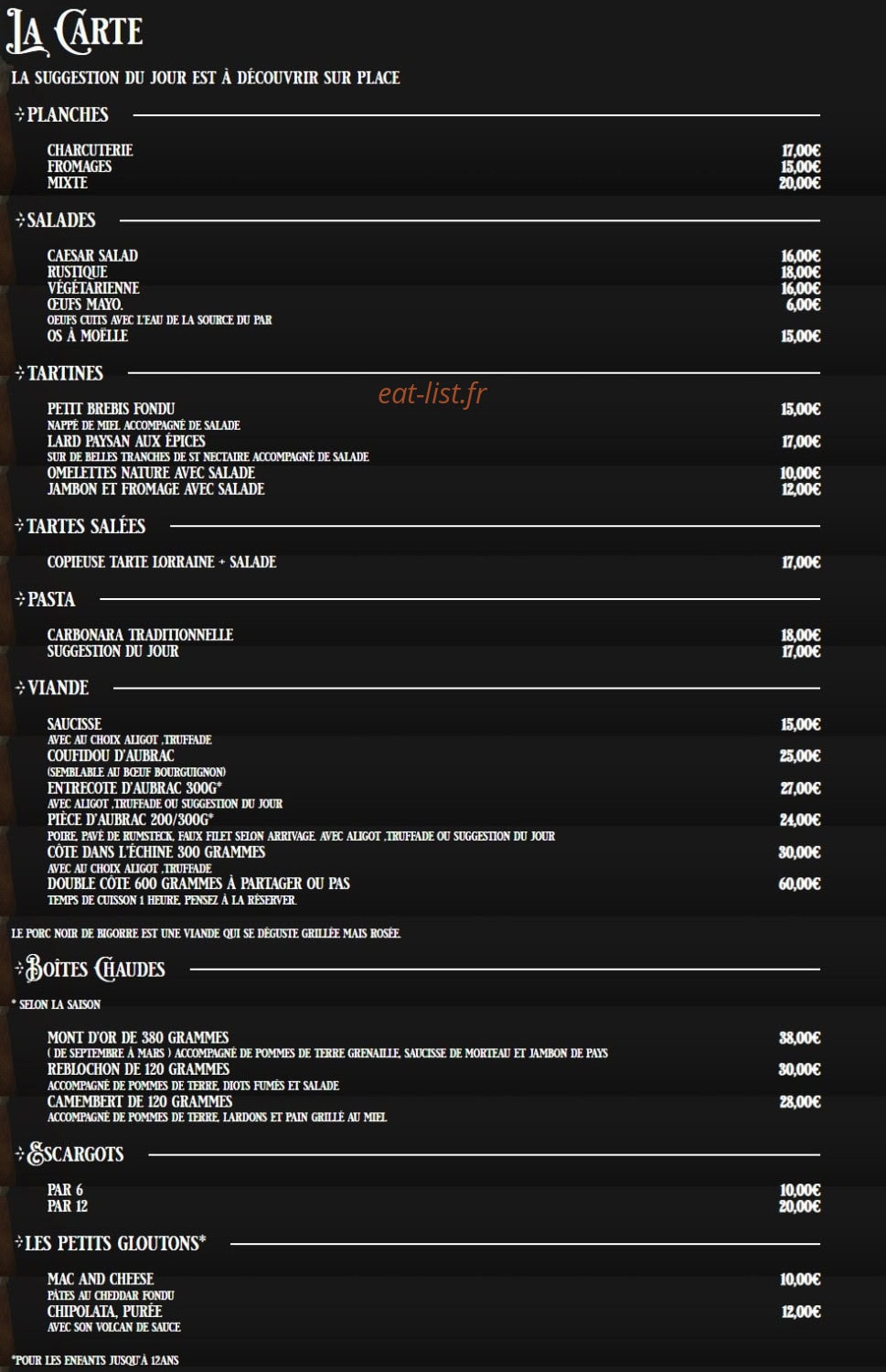 Gourmet et Glouton — carte page 1