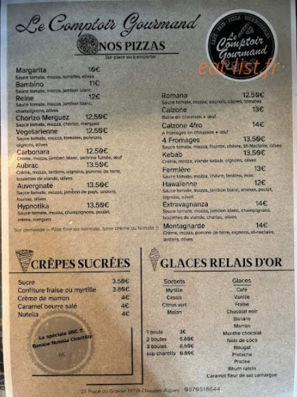 Le Comptoir Gourmand — carte page 1