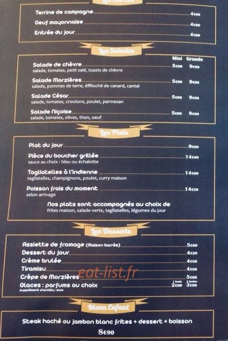 Auberge de Morzières — carte page 1