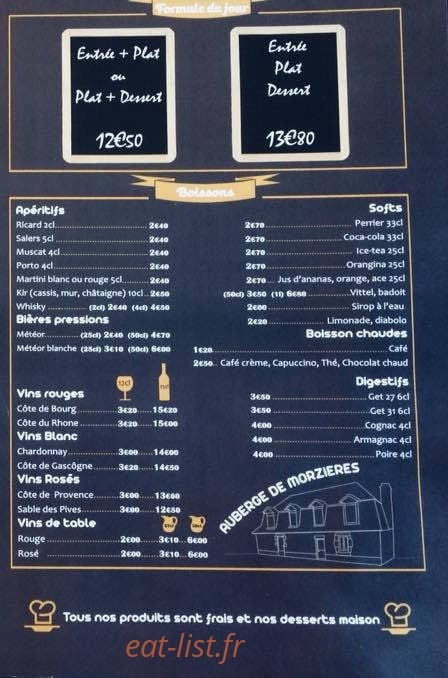 Auberge de Morzières — carte page 2