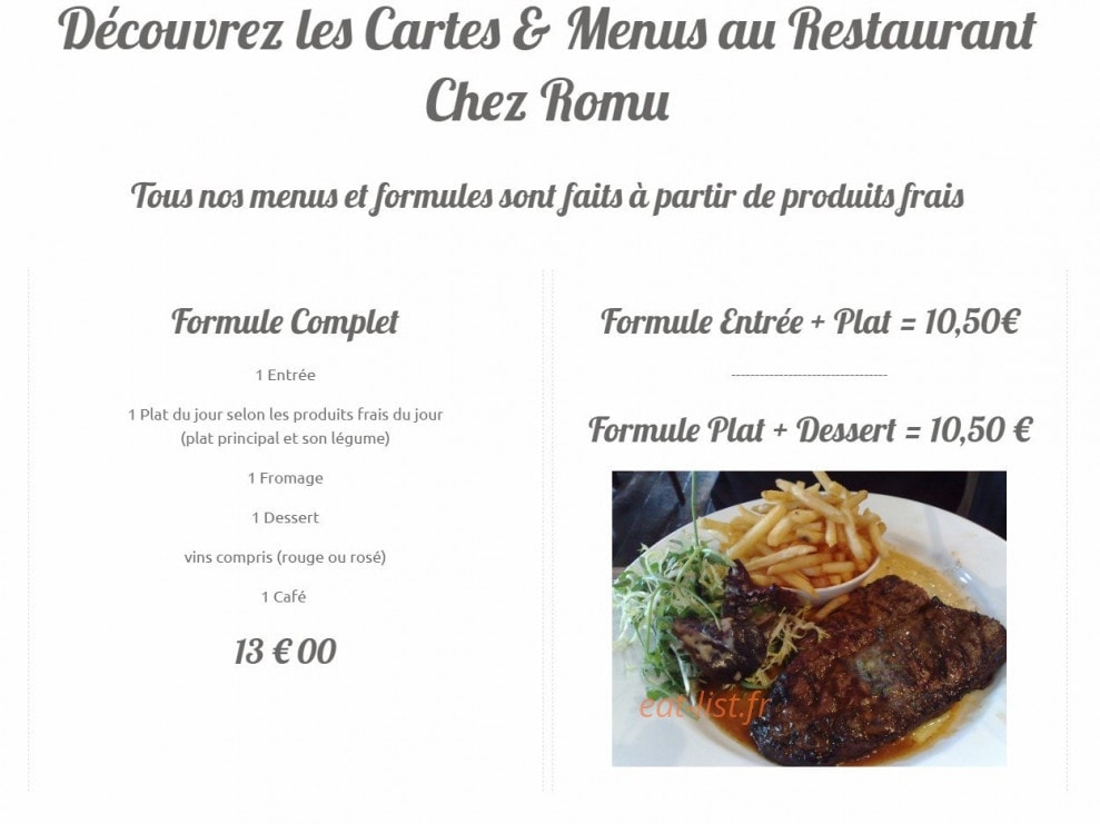 Chez Romu — carte page 1