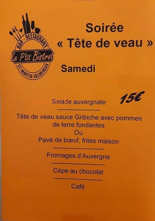 Le P'tit Bistrot — carte page 1