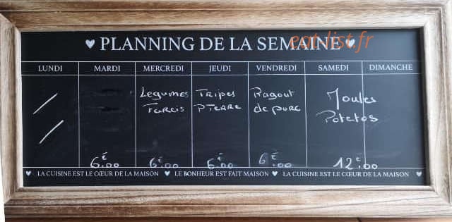 Carte et menu de Auberge du Pont "Chez Sylvie" à Saint Projet de Salers — Un exemple des plats de semaine