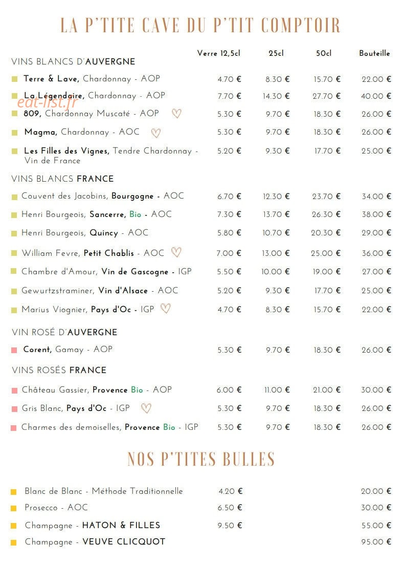 Le P'tit Comptoir — carte page 9