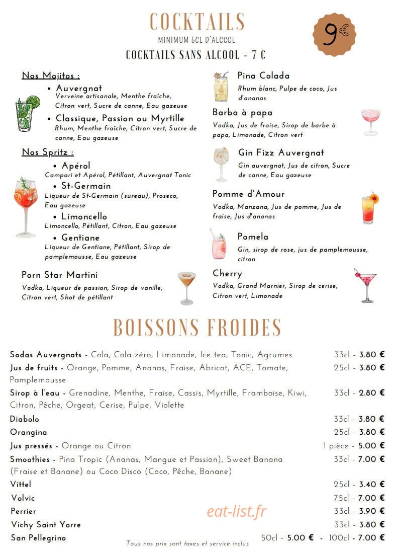 Le P'tit Comptoir — carte page 1