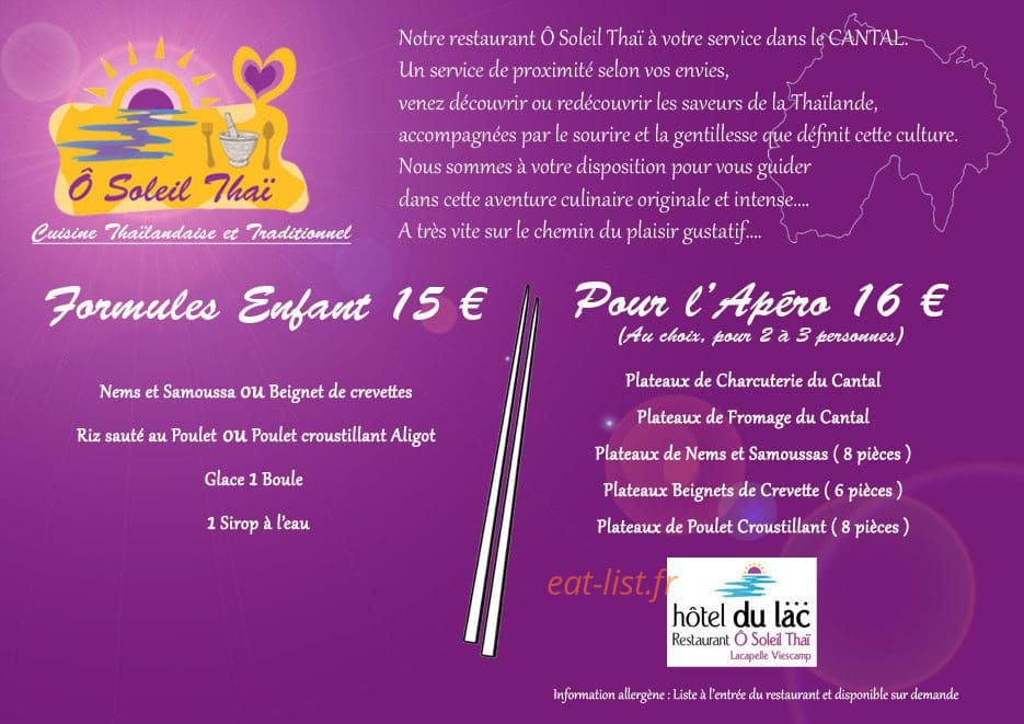 Ô Soleil Thaï — carte page 2