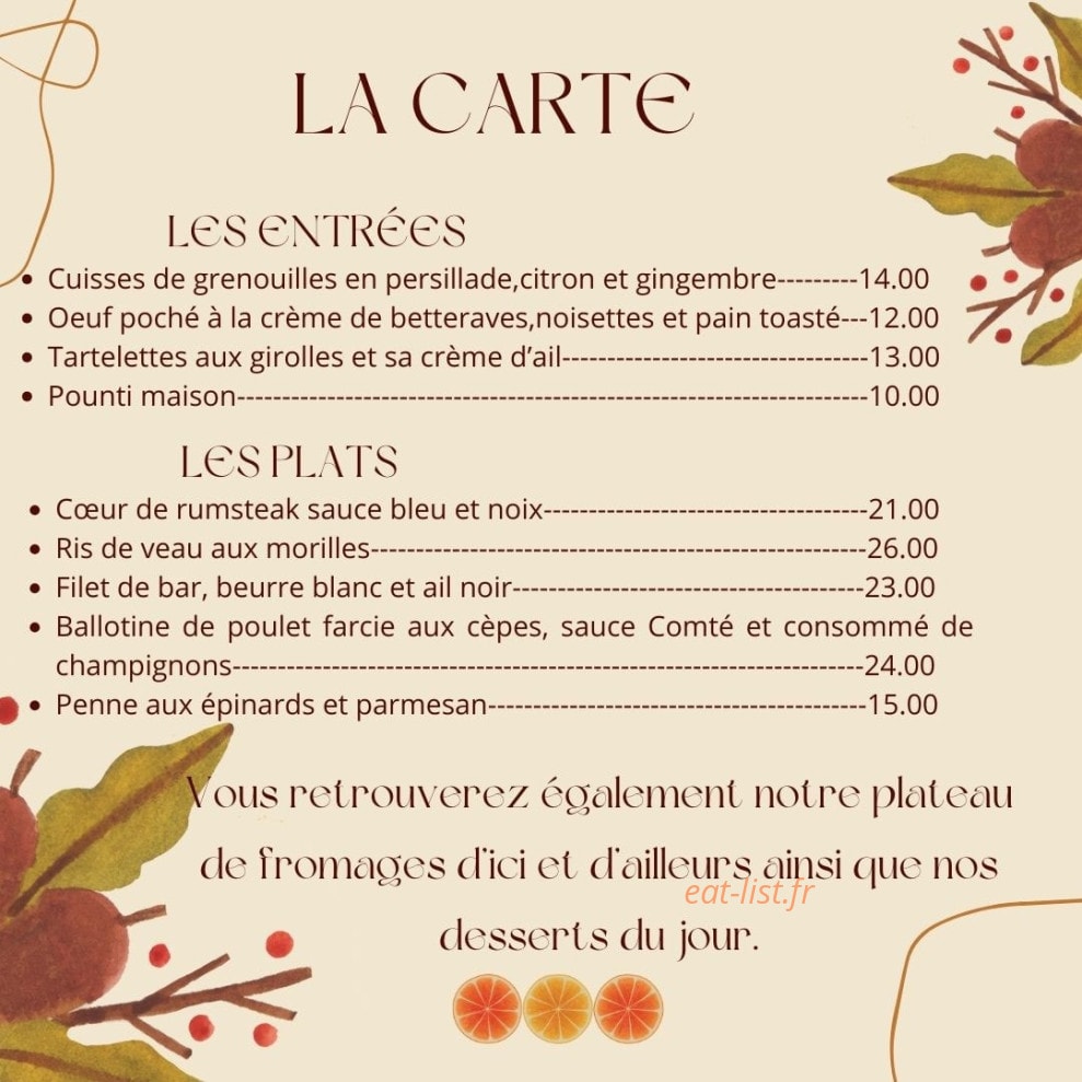 L'Auberge — carte page 1