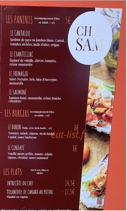 Chez SAM — carte page 2