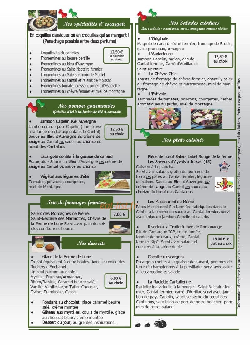 Le Jardin aux Escargots — carte page 2