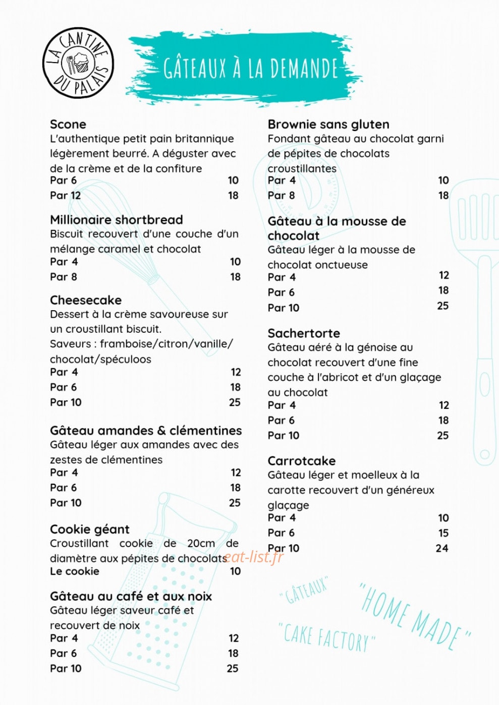 La Cantine du Palais — carte page 1