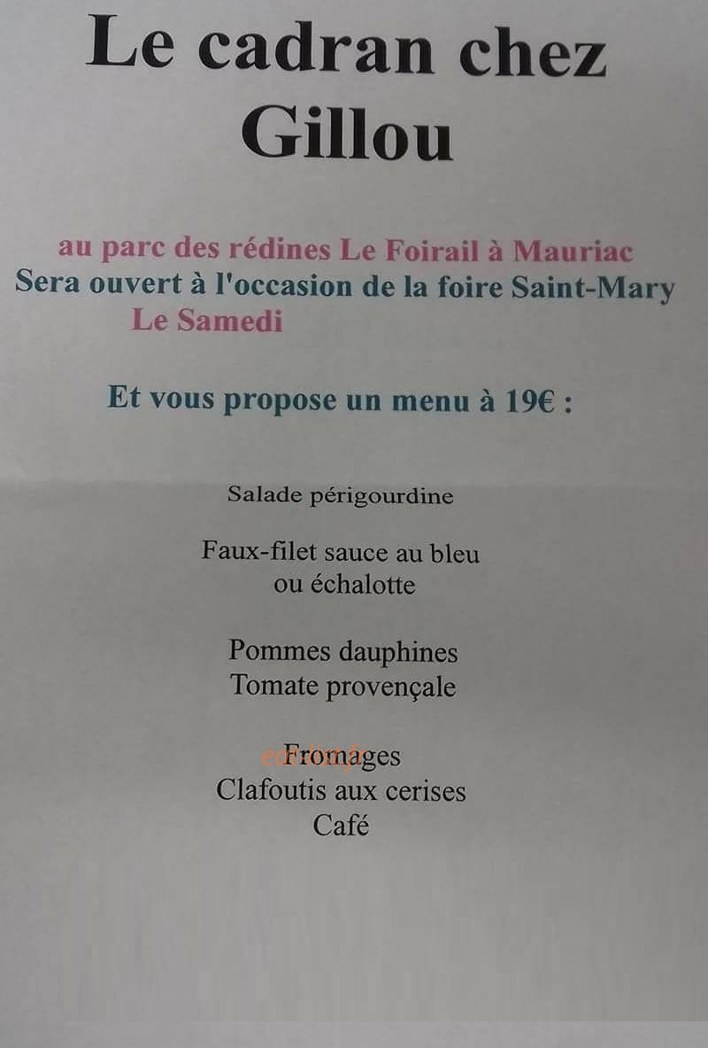 Le Cadran chez Gillou — carte page 1
