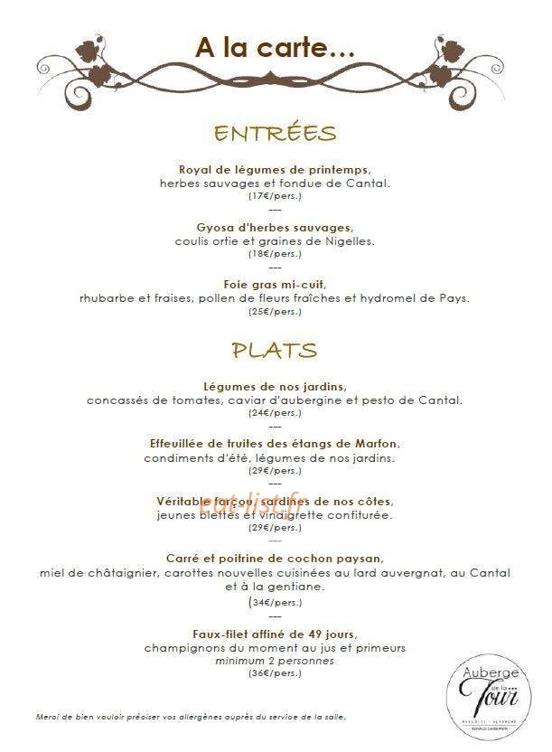 Auberge de la Tour — carte page 6