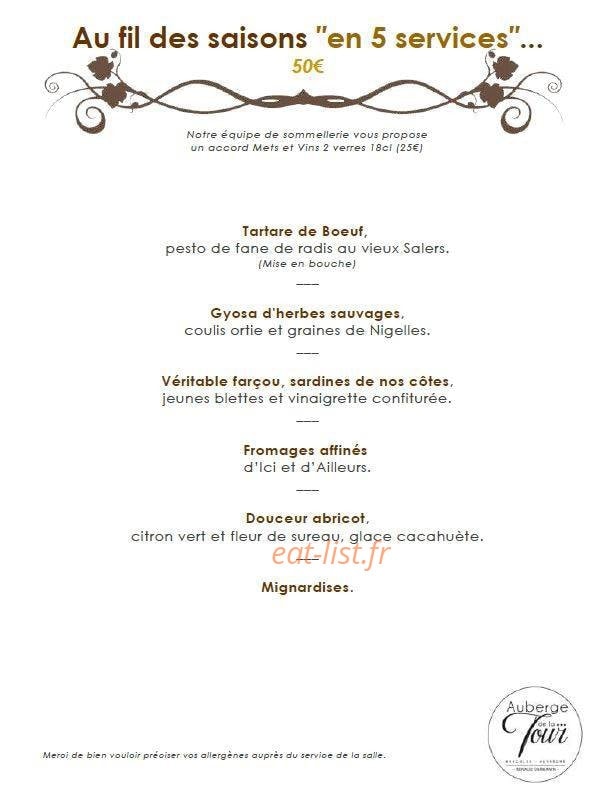 Auberge de la Tour — carte page 2