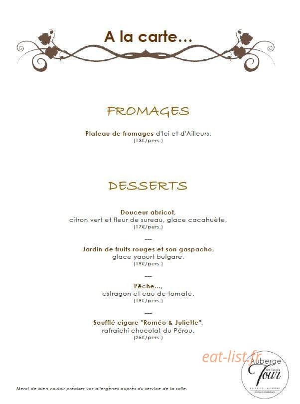 Auberge de la Tour — carte page 7