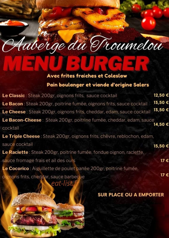 L'auberge Du Troumelou — carte page 1