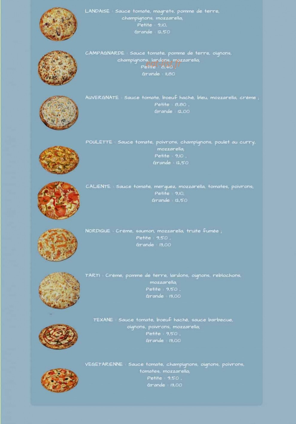 Pat'Pizza — carte page 2
