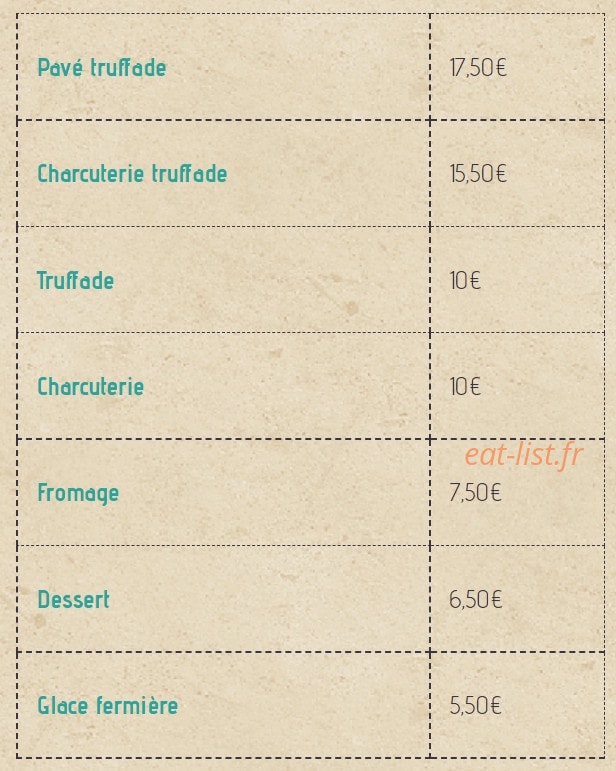 Auberge Boudenche — carte page 1