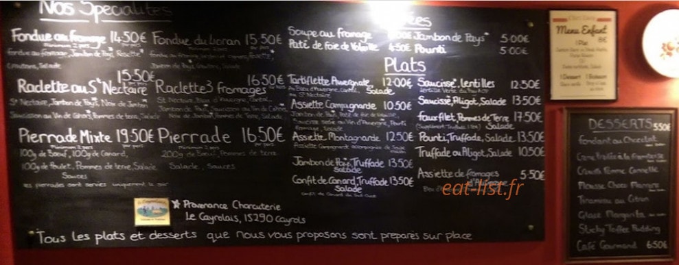 Chez Lucy — carte page 1
