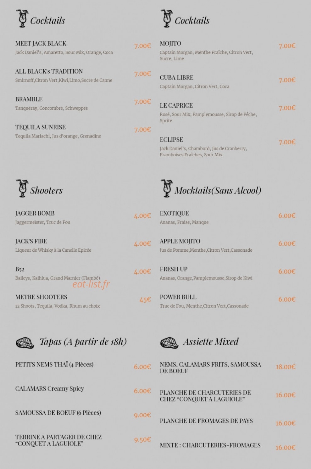 Iguana Café Lioran — carte page 2