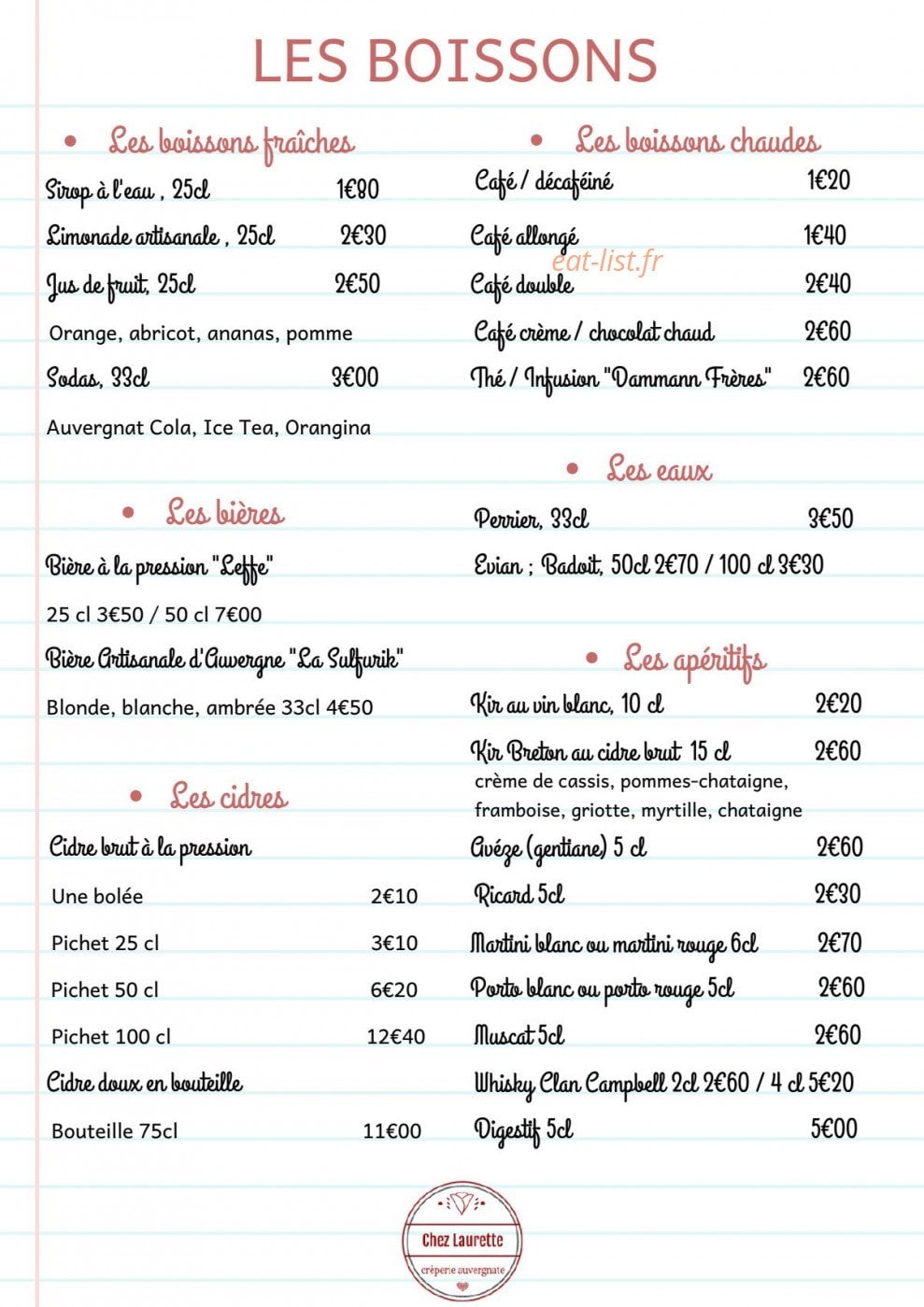 Chez Laurette — carte page 9