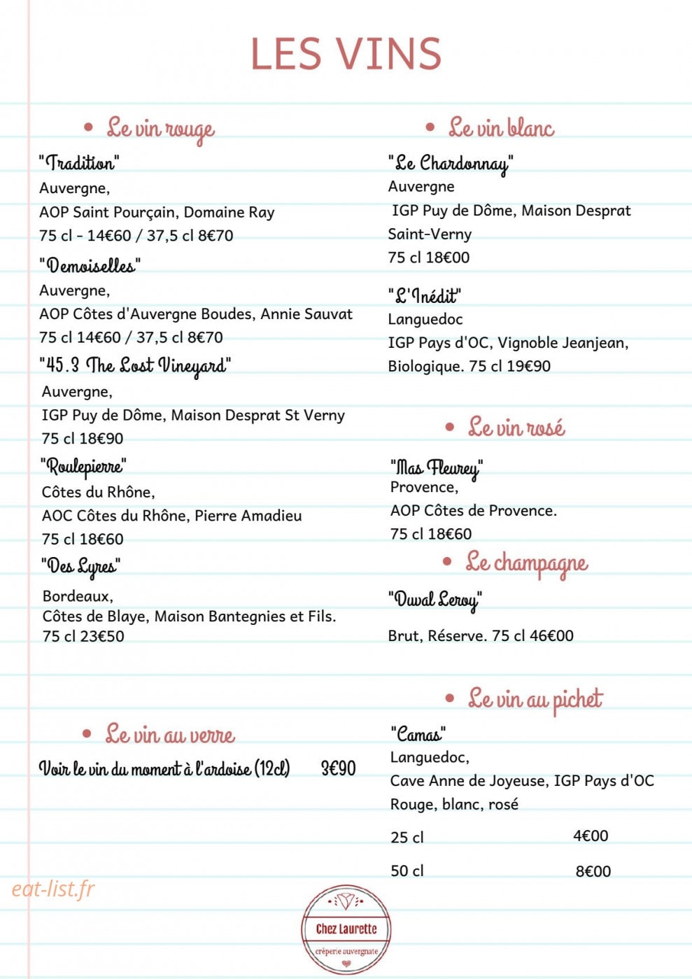 Chez Laurette — carte page 10