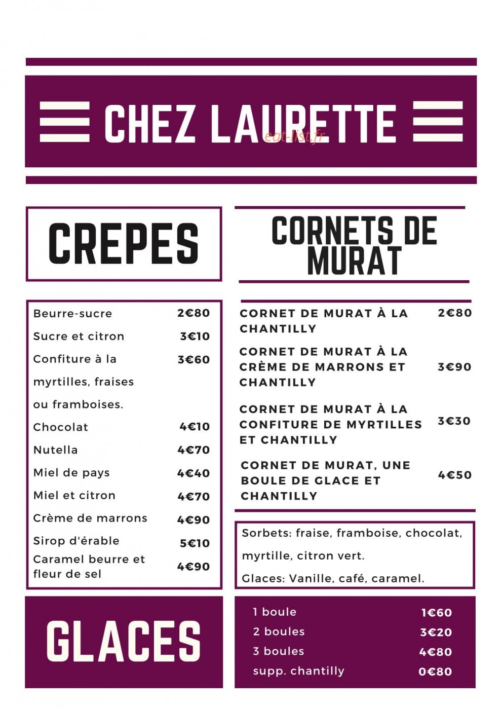 Chez Laurette — carte page 1