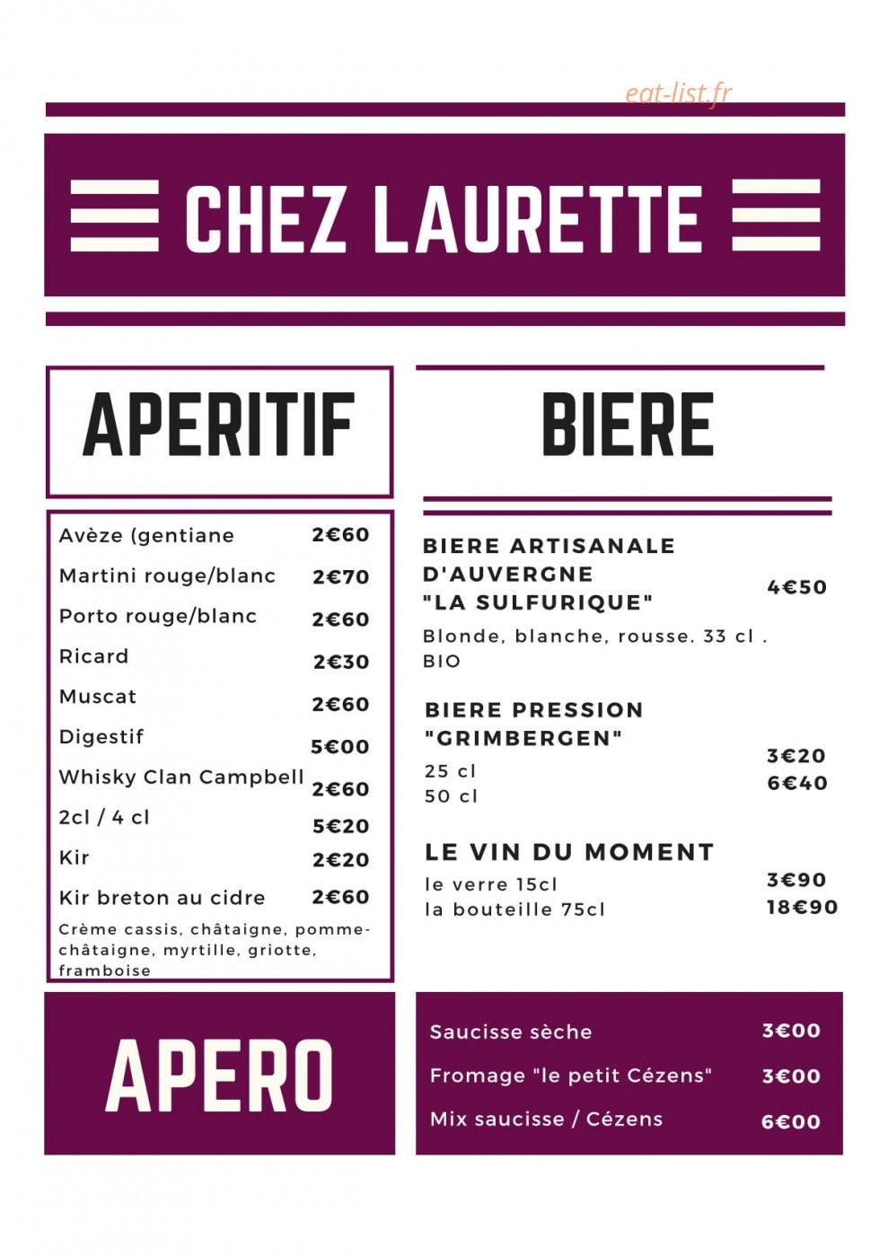 Chez Laurette — carte page 4