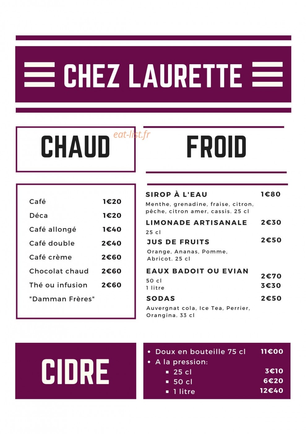 Chez Laurette — carte page 3