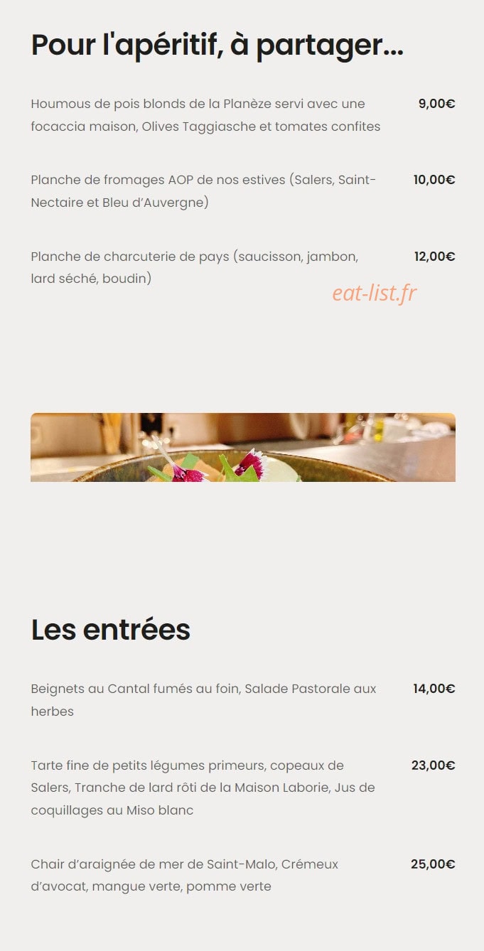 La Petite Grange — carte page 1