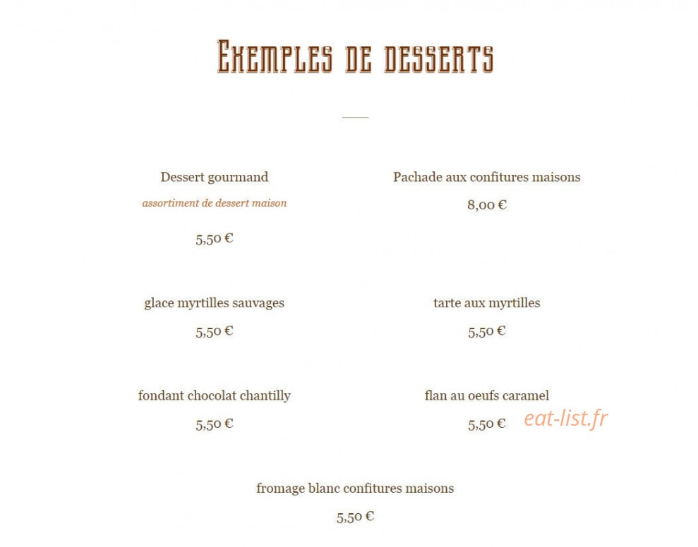 Auberge paysanne — carte page 5