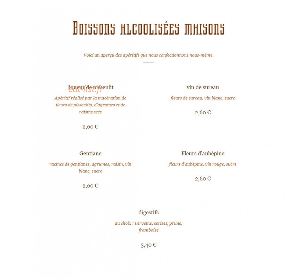 Auberge paysanne — carte page 4