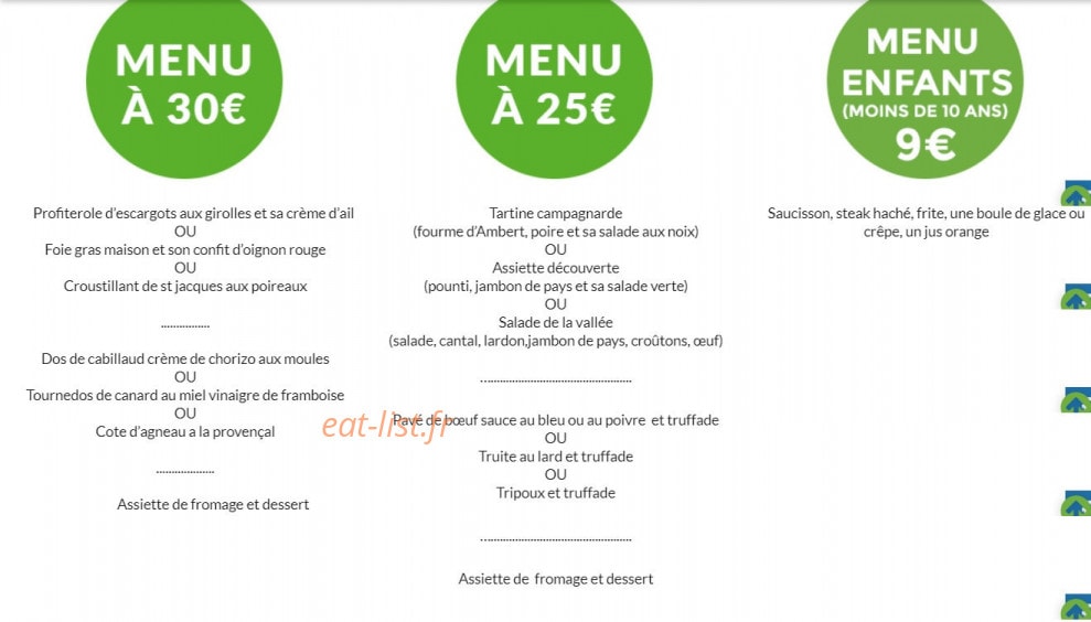 Auberge du Lac des Cascades — carte page 1