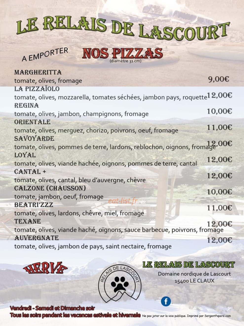 Le Relais de Lascourt — carte page 1