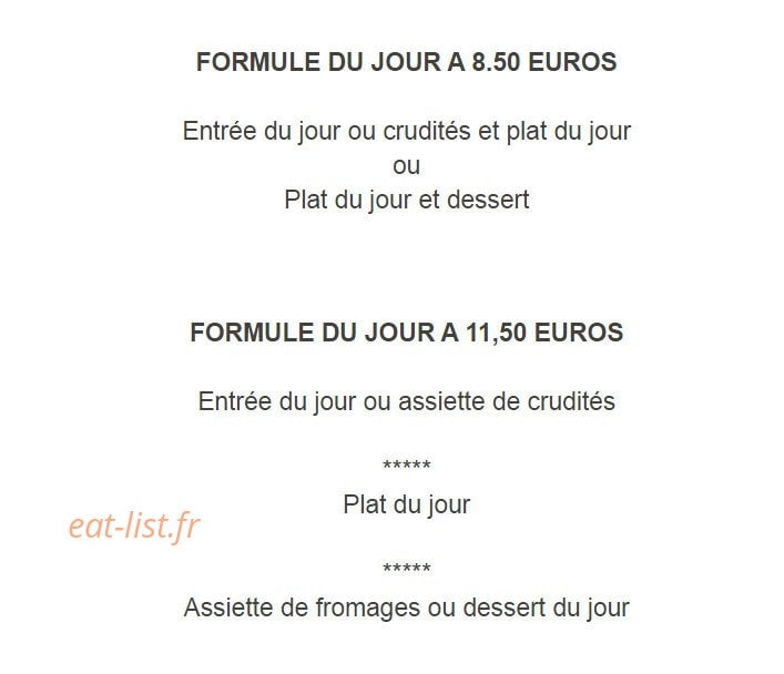 Auberge l'Amandine — carte page 1