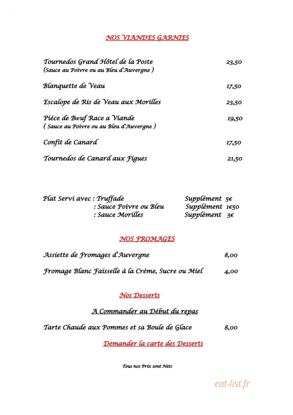Grand Hôtel de la Poste — carte page 3