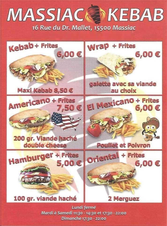 Massiac kebab — carte page 1