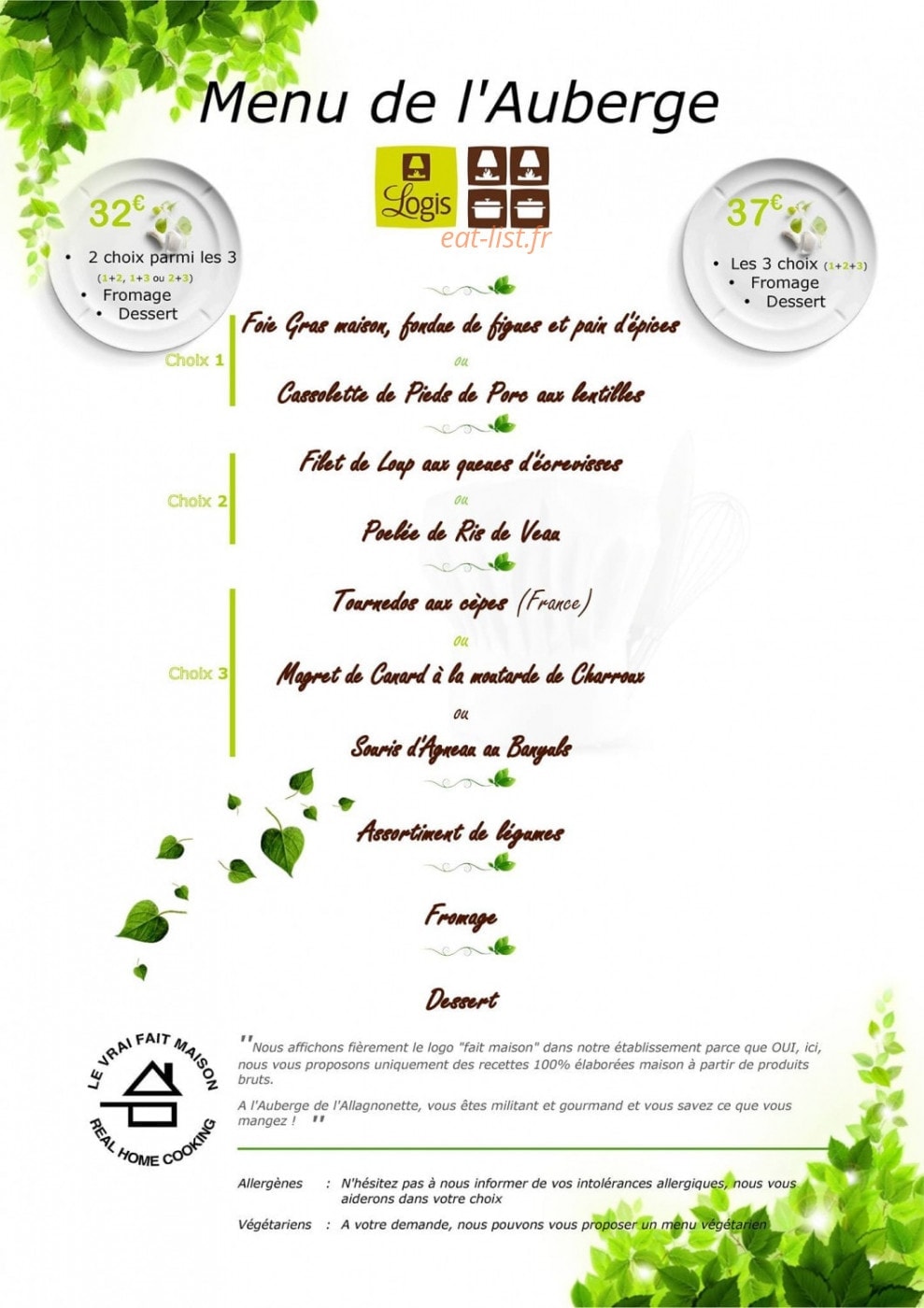 Auberge de l'Allagnonette — carte page 7